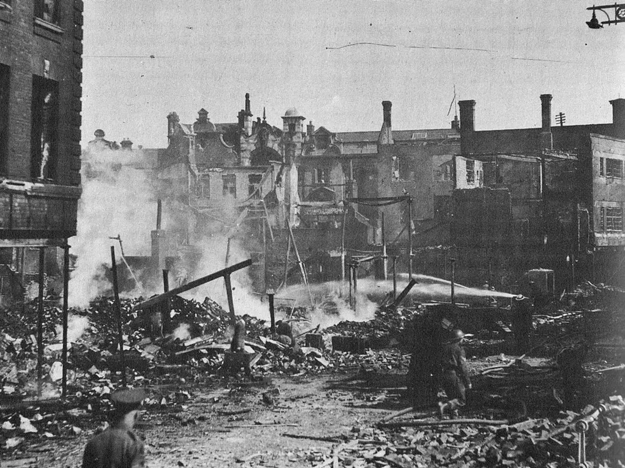 These are buildings, this is a person, this is sky.