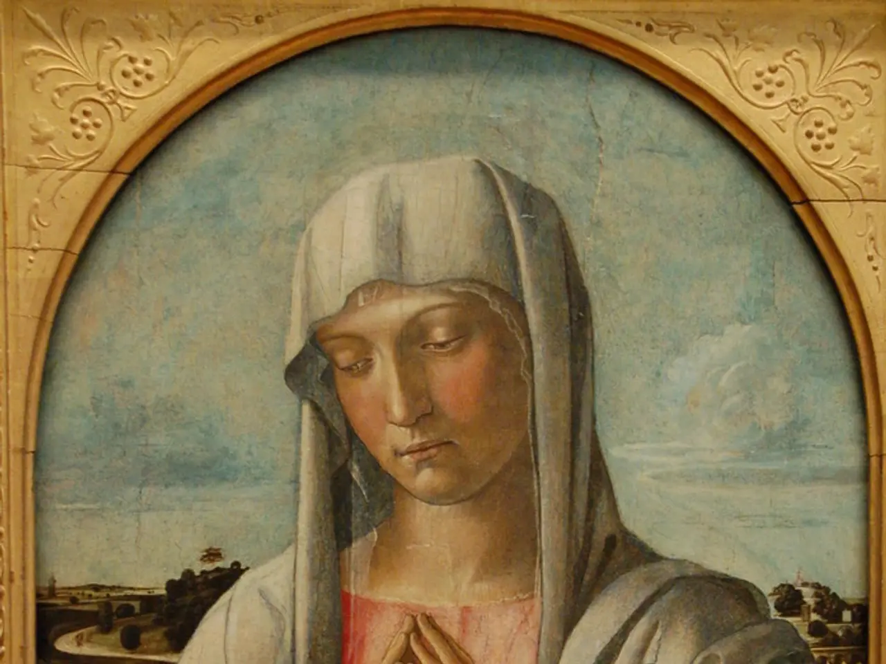 In this image there is one photo frame, in that photo frame there is one woman and one baby. In the...