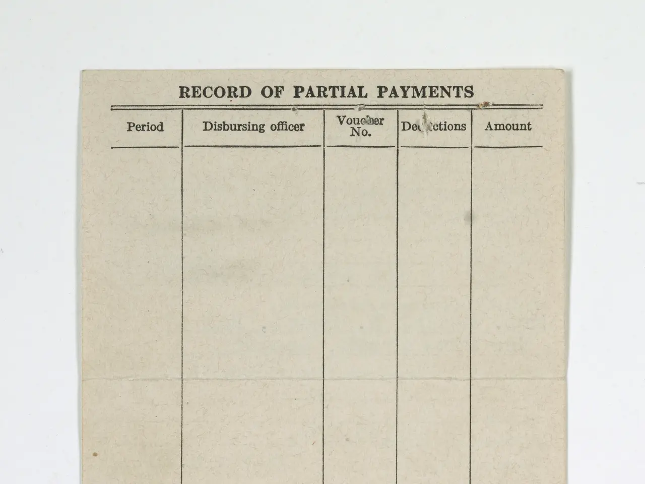 The image shows a record of partial payments on a piece of paper with text written on it. The paper...