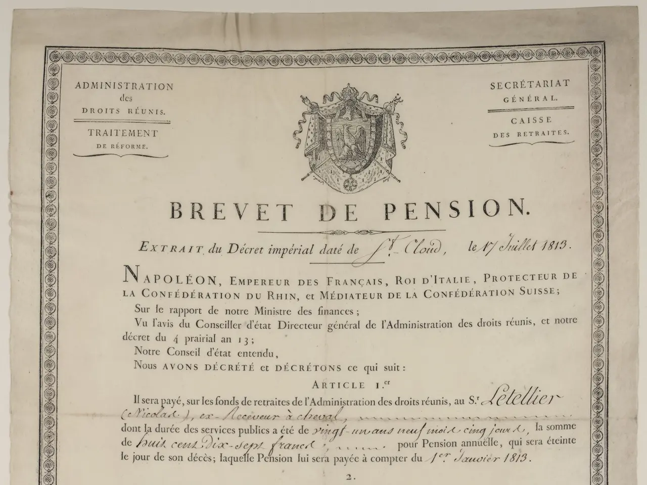 The image shows an old document with a black and white image of a man's face on it, along with text...