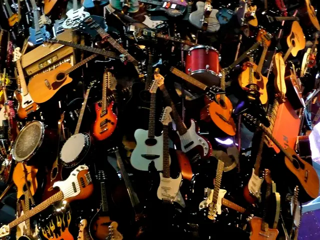 In this Image I see number of musical instruments.