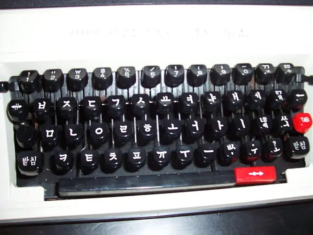 In this picture we can see the keyboard of a typewriter.