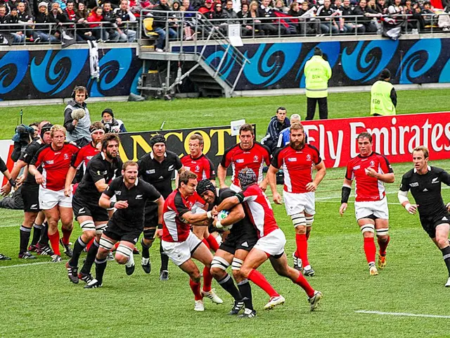 In the middle 3 men are running, they wore black color dress. On the right side 4 men are running,...
