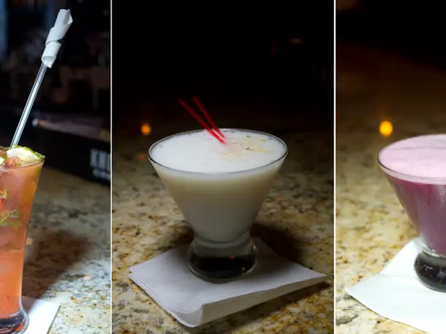 This is a collage, in this image in the foreground there are three glasses, in the glasses there is...