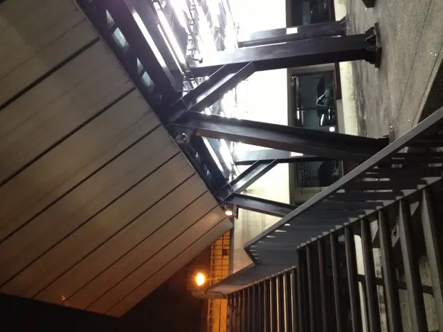 In the bottom right corner of the image there are steps with railings. And on the right side of the...