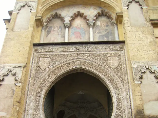 In this picture it looks like an entrance of an old monument which leads to the entrance of another...