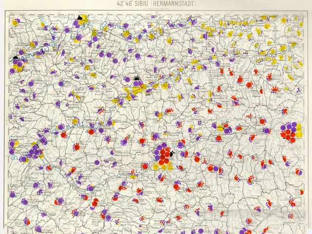 The image shows a poster with a map of Germany, depicting the distribution of the number of people...