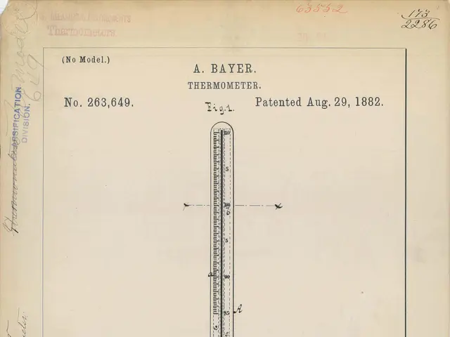 The image shows an old book with a drawing of a thermometer on it. The thermometer is labeled...