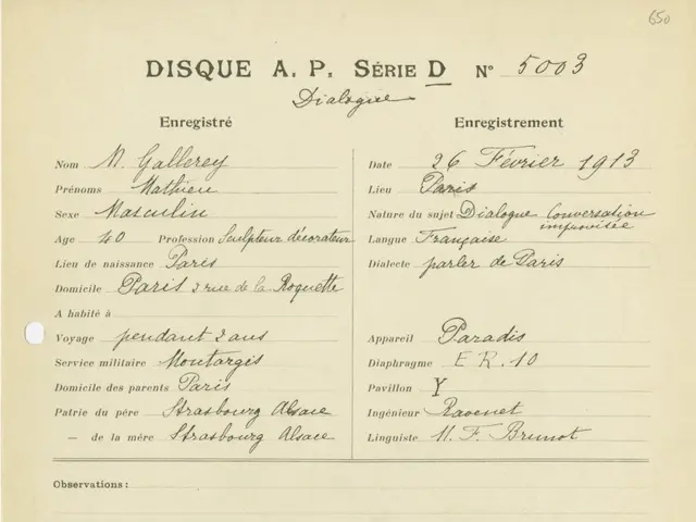 The image shows an old document with a black and white image of a man's handwriting on it. The...