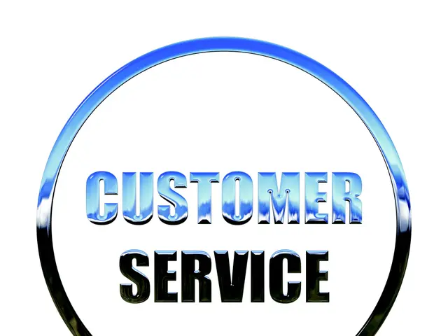 The image shows a white background with a blue circle in the center containing the words "customer...