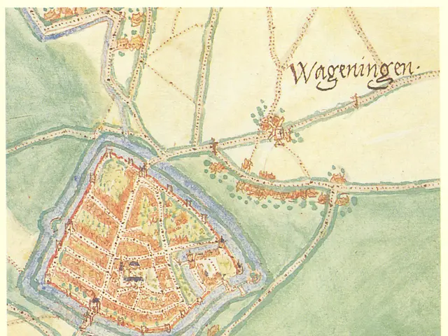 The image shows a poster of a map of the city of Wageningen, Germany. The map is detailed and shows...