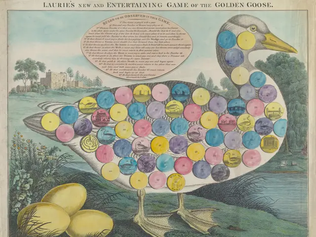 The image shows a paper with a drawing of a duck surrounded by eggs, plants, grass, water, trees,...