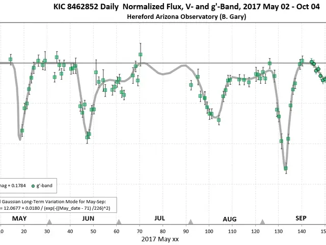 The image shows a graph on a white background with the text "KIC 8462852 Daily Normalized Flux,...