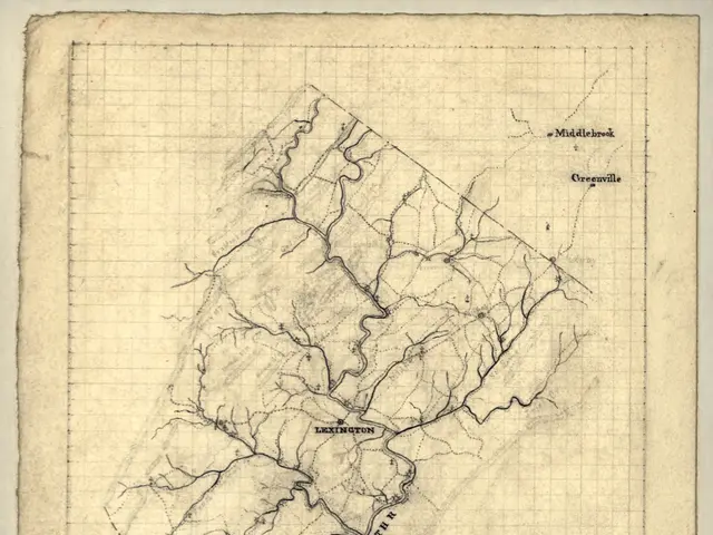 The image shows an old map of the state of Tennessee on a piece of paper. The map is detailed and...