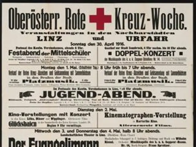 The image shows an old German newspaper advertisement for the German Red Cross, dated April 30th,...