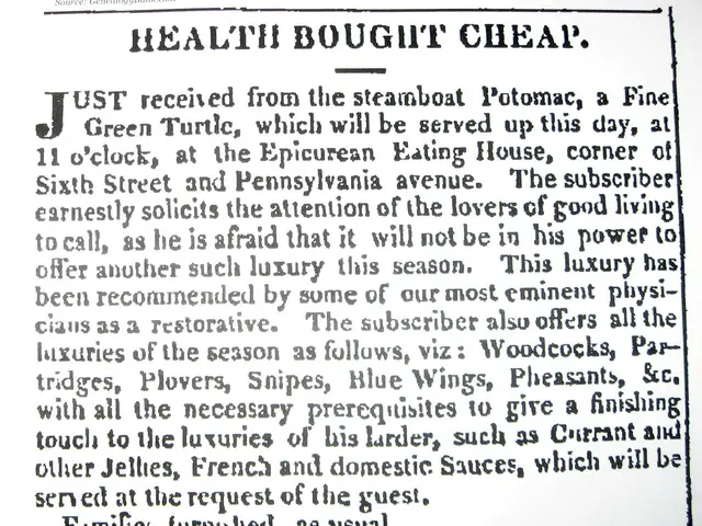 The image shows a black and white newspaper advertisement for a health bought cheap item, with text...