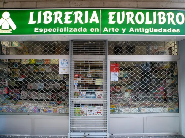 The image shows a store front with a sign that reads "Libreria Eurolibro" and a metal grill in...