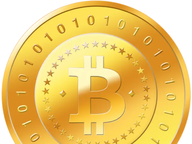 The image shows a golden bitcoin on a white background, symbolizing the potential of Bitcoin to...