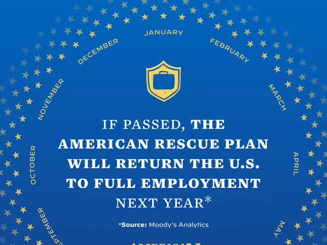 The image shows a blue poster with text and a logo that reads "If passed, the American Rescue Plan...