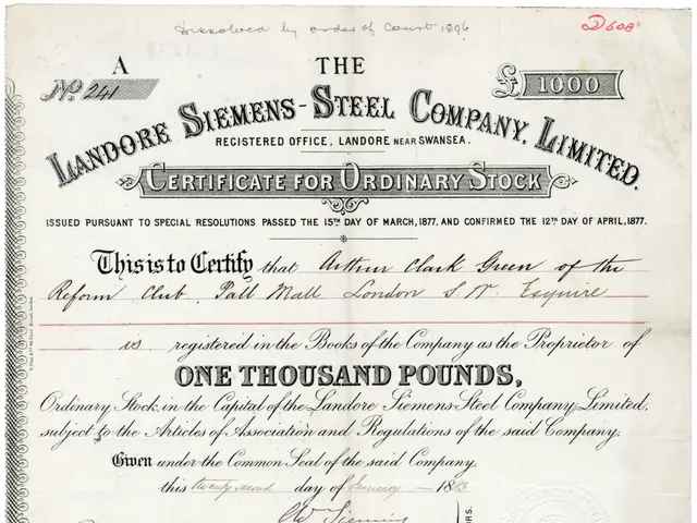 The image shows a Landore Siemens Steel Company Limited Certificate for Ordinary Stock. It is a...