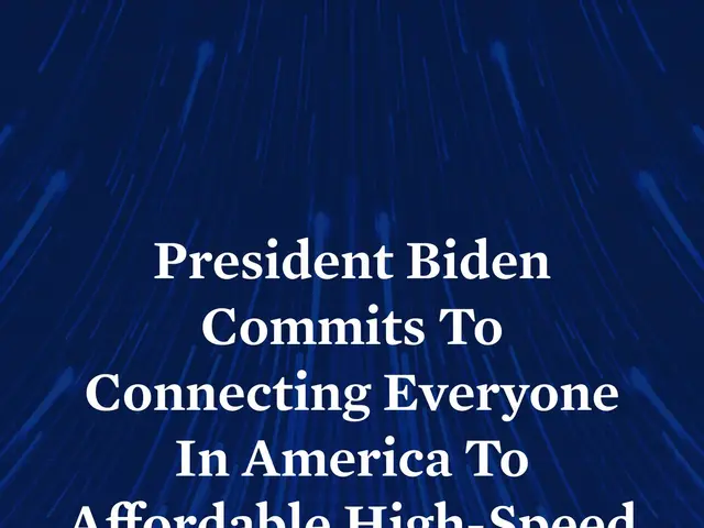 The image shows a blue background with white text that reads "President Biden Commits to Connecting...