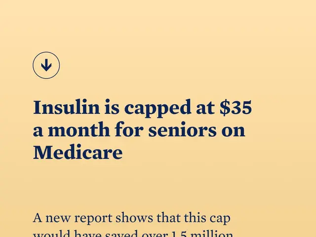 The image shows a poster with text and a logo that reads "Insulin is capped at $35 a month for...