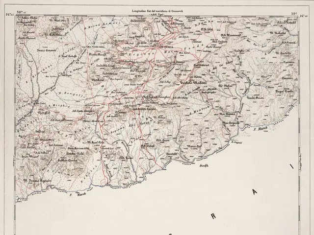 The image shows an old map of the British Army in England and Wales, with text at the top and...