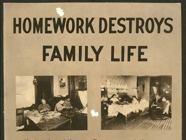 The image shows a poster with text and images of people, emphasizing the importance of homework...