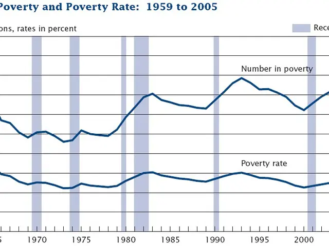 The image shows a graph depicting the number of poverty and poverty rates from 1959 to 2005. The...