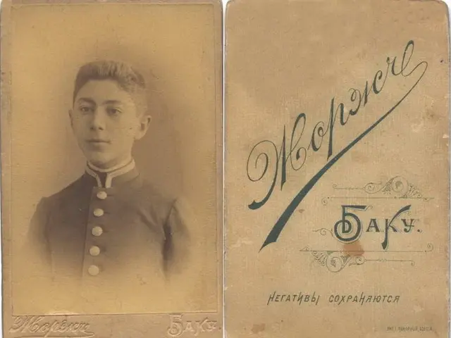 The image shows an old photo of a man in a military uniform, with a human face visible on the card....