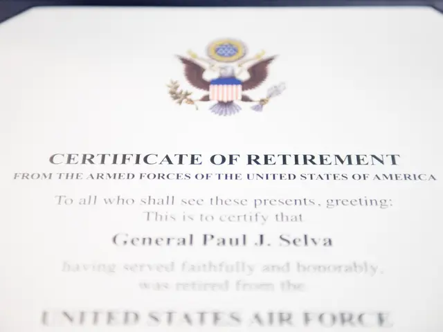 The image shows a certificate of retirement from the United States Air Force, with a logo and text...