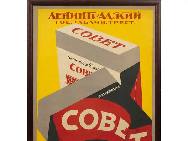 The image shows a framed poster with a picture of a box of cobet beer on it. The poster has text...