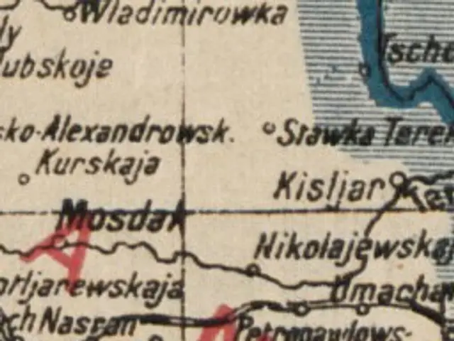 The image shows a map of the city of Moscow, Russia, with text indicating the location of the...