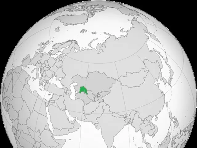 The image shows a globe with a white background and a green dot in the middle of it, indicating the...