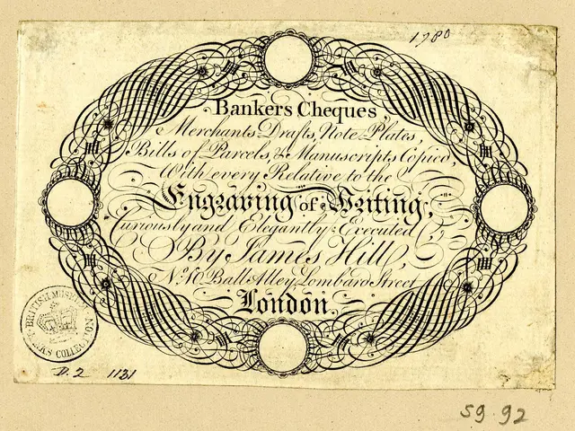 The image shows an old banknote with a circular design on it. The text on the paper reads "Bankers...