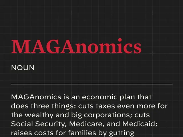 The image shows a poster with the text "Maganomics: An Economic Plan That Does Three Things Cuts...