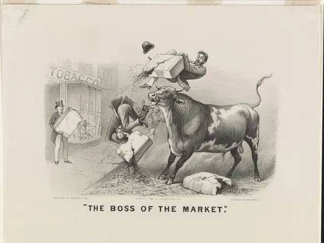 The image shows a paper with a drawing of a bull and several people, with the words "The Boss of...
