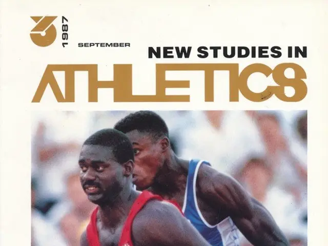 The image shows a book titled "New Studies in Athletics September 1987" with a picture of two...