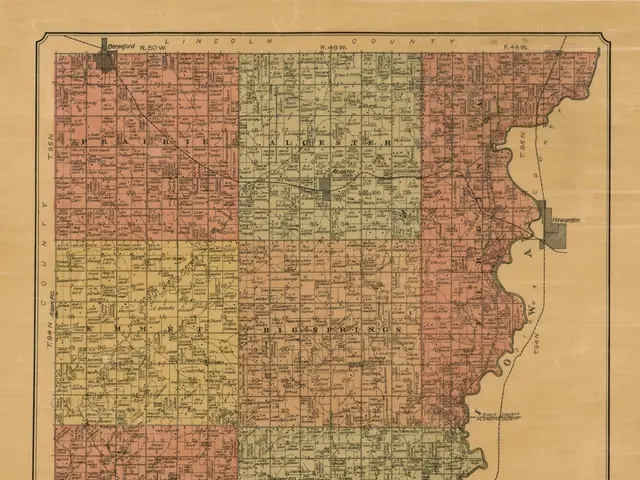 The image shows an old map of the city of Union County, South Dakota. It is a detailed map, showing...