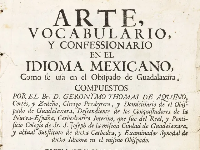 The image shows an old book with the title "Arte, Vocabulario y Confessionario en el Idioma...