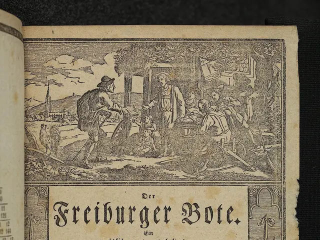The image shows an open book with a drawing of a group of people on it. The book is titled...