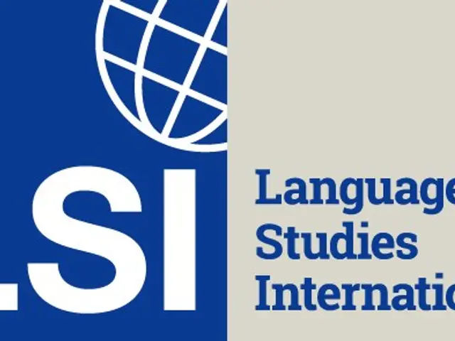 The image shows the logo of the Language Studies International (LSI) on a blue and white...