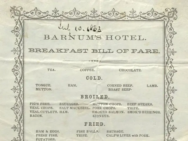 The image shows an old menu card from Barnum's Hotel in Baltimore, Maryland, with the words...