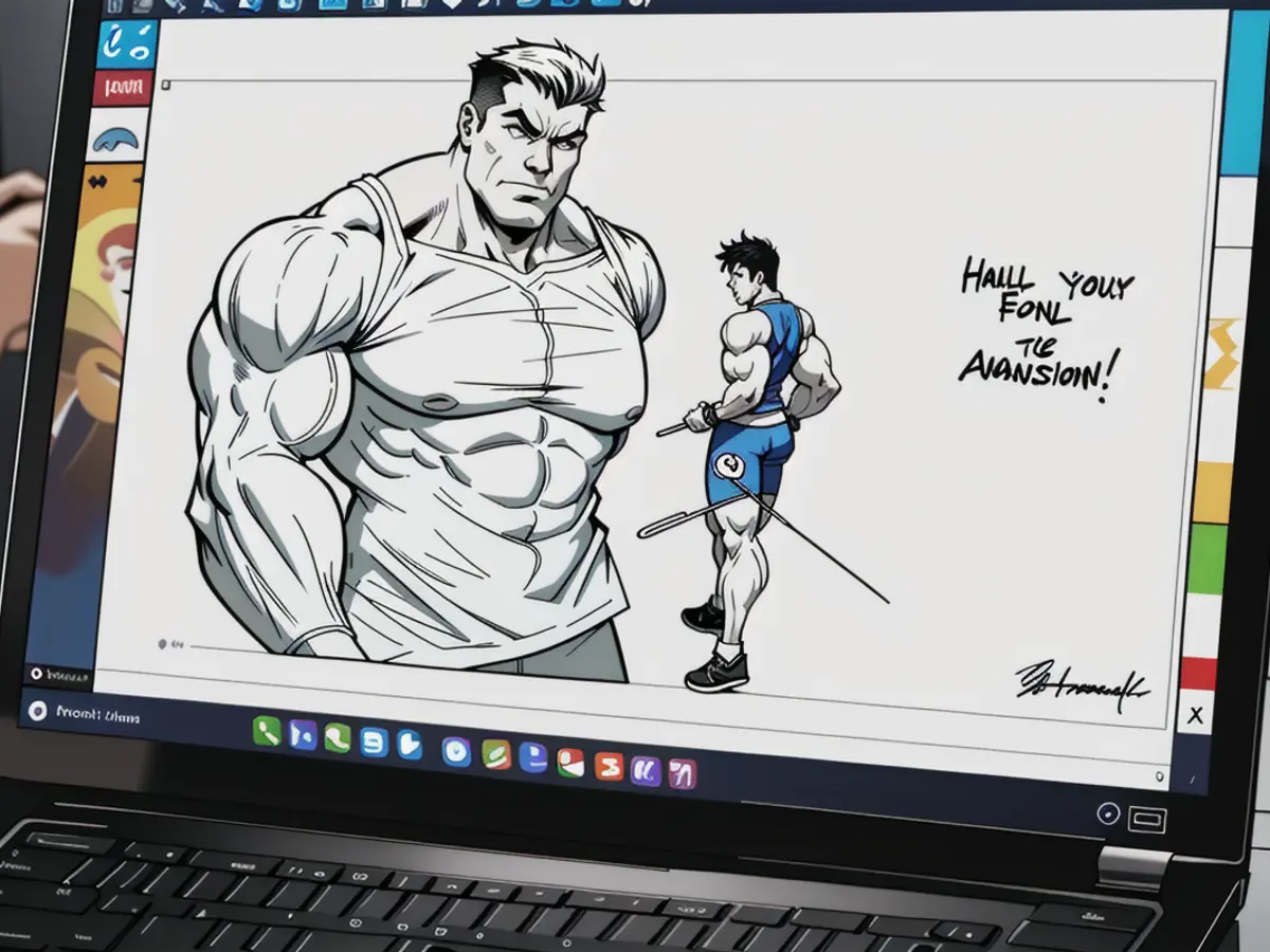 Detailed portrayal of an individual jotting down their questionable New Year's goals on a digital...