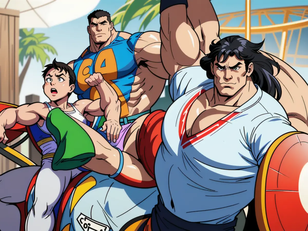 Gathering of individuals relishing a spin on a vibrant merry-go-round.