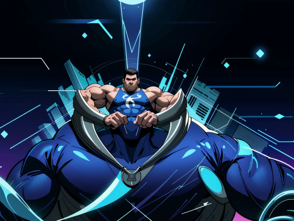 Quantum computing depicted digitally in a blue-tinted abstract geometric setting.